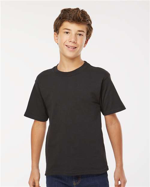 M&O 4850 Youth Gold Soft Touch T-Shirt - Black - model front