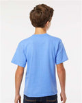 M&O 4850 Youth Gold Soft Touch T-Shirt - Carolina Blue - model back