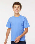 M&O 4850 Youth Gold Soft Touch T-Shirt - Carolina Blue - model front