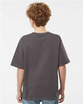 M&O 4850 Youth Gold Soft Touch T-Shirt - Charcoal - model back