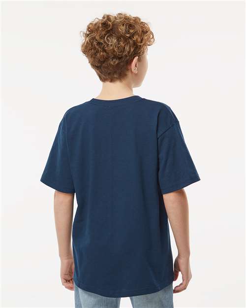 M&O 4850 Youth Gold Soft Touch T-Shirt - Deep Navy - model back