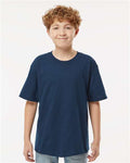 M&O 4850 Youth Gold Soft Touch T-Shirt - Deep Navy - model front