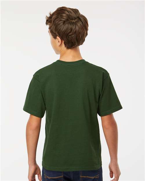 M&O 4850 Youth Gold Soft Touch T-Shirt - Forest Green - model back