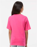 M&O 4850 Youth Gold Soft Touch T-Shirt - Heliconia - model back