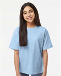 M&O 4850 Youth Gold Soft Touch T-Shirt - Light Blue - model front