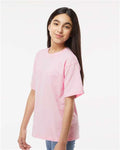 M&O 4850 Youth Gold Soft Touch T-Shirt - Light Pink - model side