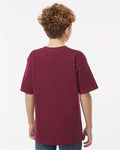 M&O 4850 Youth Gold Soft Touch T-Shirt - Maroon - model back
