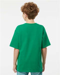 M&O 4850 Youth Gold Soft Touch T-Shirt - Fine Kelly Green - model back