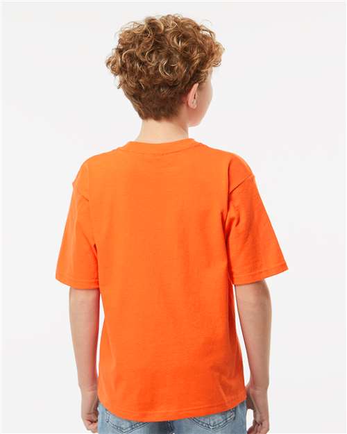 M&O 4850 Youth Gold Soft Touch T-Shirt - Orange - model back