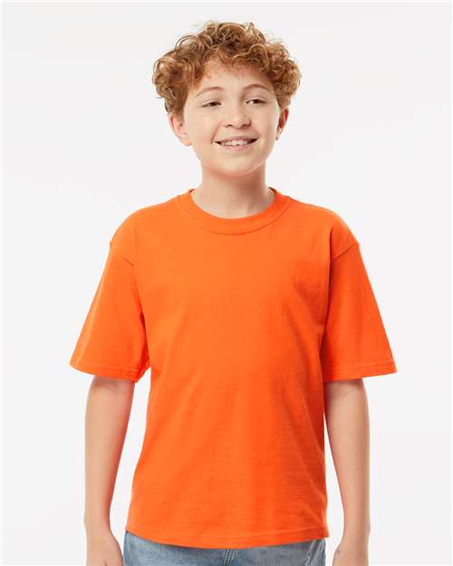 M&O 4850 Youth Gold Soft Touch T-Shirt - Orange - model front