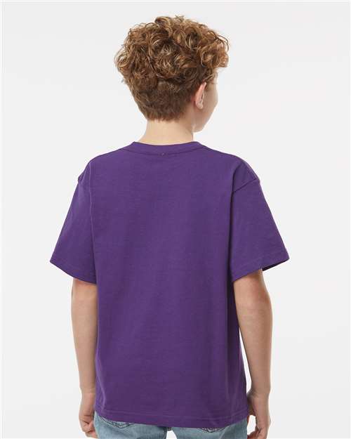 M&O 4850 Youth Gold Soft Touch T-Shirt - Purple - model back