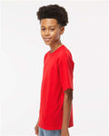 M&O 4850 Youth Gold Soft Touch T-Shirt - Deep Red - model side