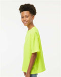 M&O 4850 Youth Gold Soft Touch T-Shirt - Safety Green - model side