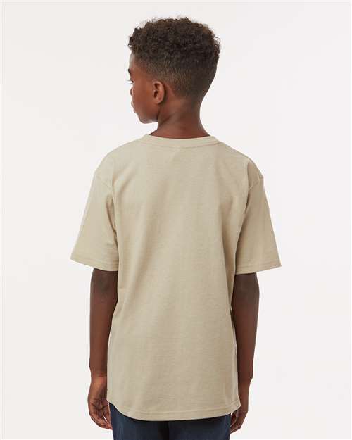 M&O 4850 Youth Gold Soft Touch T-Shirt - Sand - model back
