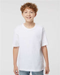 M&O 4850 Youth Gold Soft Touch T-Shirt - White - model front