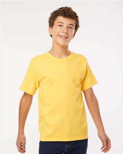 M&O 4850 Youth Gold Soft Touch T-Shirt - Yellow - model front