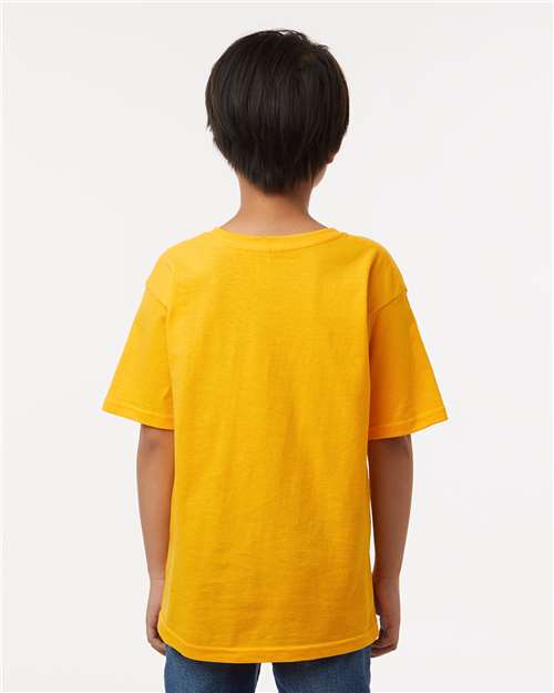 M&O 4850 Youth Gold Soft Touch T-Shirt - Gold - model back