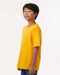 M&O 4850 Youth Gold Soft Touch T-Shirt - Gold - model side