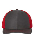 Richardson 312 Twill Back Trucker Cap - Charcoal/ Red - front