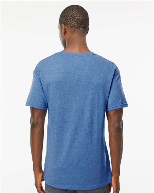M&O 4800 Men's Gold Soft Touch T-Shirt - Heather Royal - model back