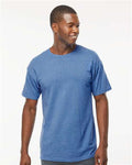 M&O 4800 Men's Gold Soft Touch T-Shirt - Heather Royal - model front