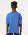 M&O 4850 Youth Gold Soft Touch T-Shirt - Heather Royal - model back