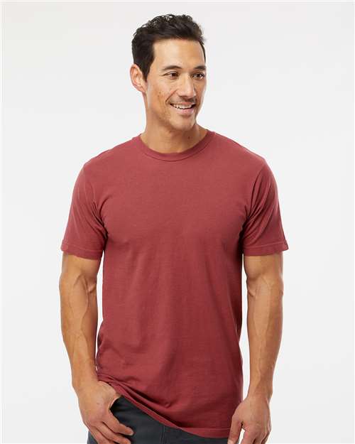 M&O 6500M Unisex Vintage Garment-Dyed T-Shirt - Crimson - model front