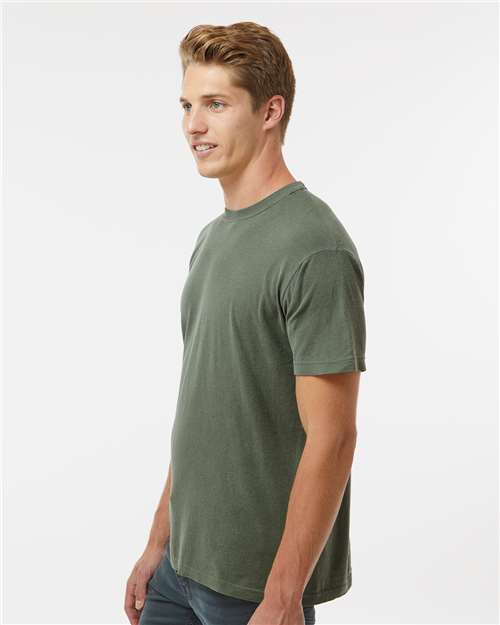 M&O 6500M Unisex Vintage Garment-Dyed T-Shirt - Monterey Sage - model side