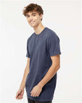 M&O 6500M Unisex Vintage Garment-Dyed T-Shirt - Navy - model side