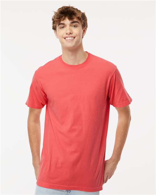 M&O 6500M Unisex Vintage Garment-Dyed T-Shirt - Bright Salmon - model front