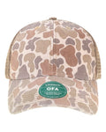 LEGACY OFA Old Favorite Trucker Cap - Stone Duck Camo/ Java - front