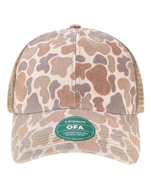 LEGACY OFA Old Favorite Trucker Cap - Stone Duck Camo/ Java - front