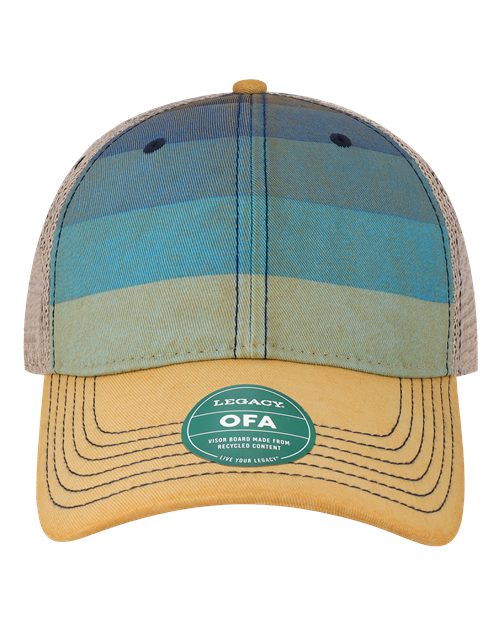 LEGACY OFA Old Favorite Trucker Cap - Blue Stripe/ Khaki - front