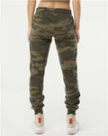 Independent Trading Co. PRM20PNT Women's California Wave Wash Sweatpants - Forest Camo Heather - model back