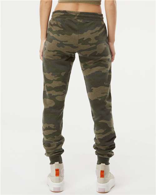 Independent Trading Co. PRM20PNT Women's California Wave Wash Sweatpants - Forest Camo Heather - model back