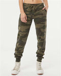 Independent Trading Co. PRM20PNT Women's California Wave Wash Sweatpants - Forest Camo Heather - model front