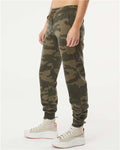 Independent Trading Co. PRM20PNT Women's California Wave Wash Sweatpants - Forest Camo Heather - model side