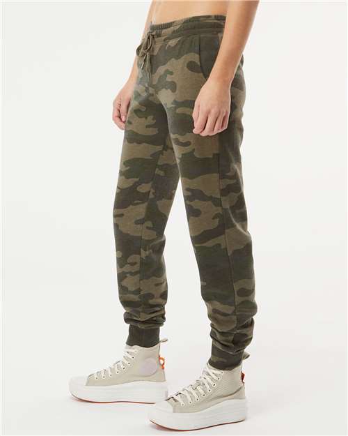 Independent Trading Co. PRM20PNT Women's California Wave Wash Sweatpants - Forest Camo Heather - model side