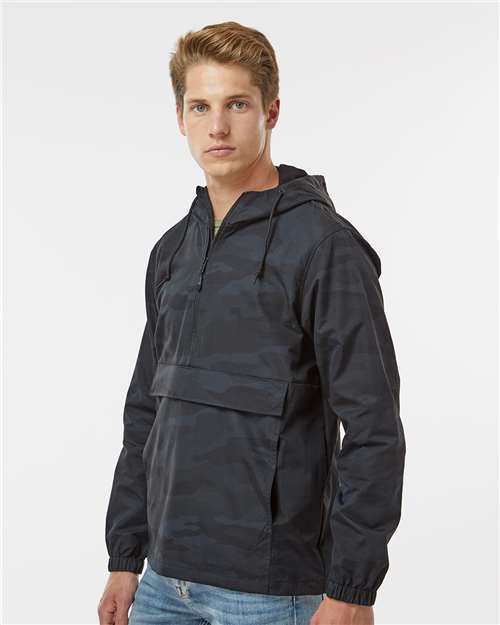 Independent Trading Co. EXP94NAW Men's Nylon Anorak - Black Camo - model side