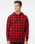 Independent Trading Co. PRM33SBP Unisex Special Blend Raglan Hooded Sweatshirt - Red Buffalo Plaid - model front