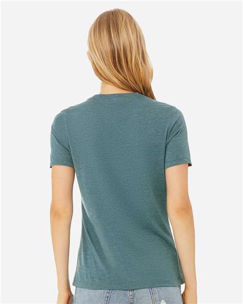 BELLA + CANVAS 6400CVC Women’s Relaxed Fit Heather CVC Tee - Heather Deep Teal - model back