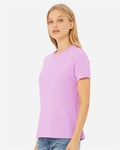 BELLA + CANVAS 6400CVC Women’s Relaxed Fit Heather CVC Tee - Heather Prism Lilac - model side