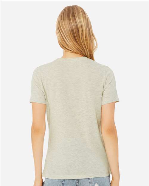 BELLA + CANVAS 6400CVC Women’s Relaxed Fit Heather CVC Tee - Heather Prism Natural - model back