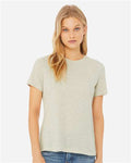 BELLA + CANVAS 6400CVC Women’s Relaxed Fit Heather CVC Tee - Heather Prism Natural - model front