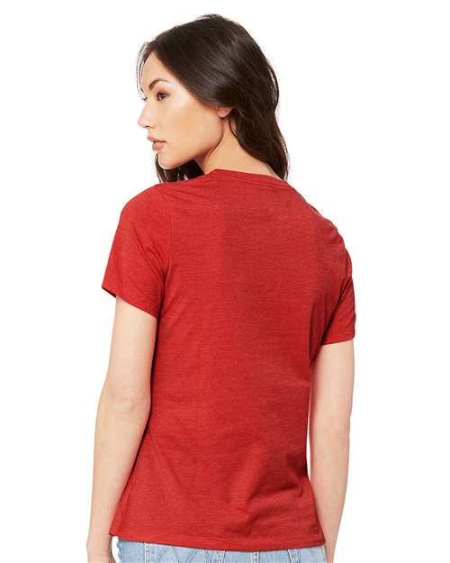 BELLA + CANVAS 6400CVC Women’s Relaxed Fit Heather CVC Tee - Heather Red - model back