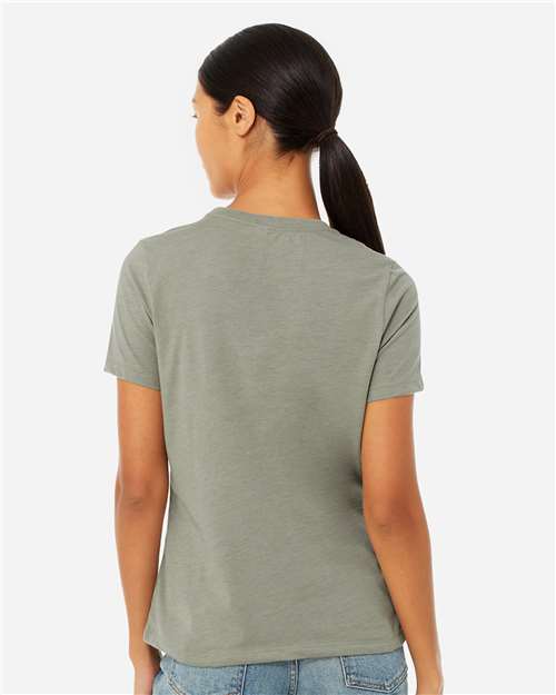 BELLA + CANVAS 6400CVC Women’s Relaxed Fit Heather CVC Tee - Heather Stone - model back