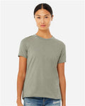 BELLA + CANVAS 6400CVC Women’s Relaxed Fit Heather CVC Tee - Heather Stone - model front