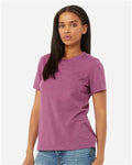 BELLA + CANVAS 6400CVC Women’s Relaxed Fit Heather CVC Tee - Heather Magenta - model side
