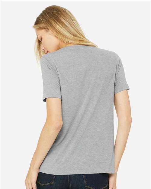BELLA + CANVAS 6413 Women’s Relaxed Fit Triblend Tee - Athletic Grey Triblend - model back