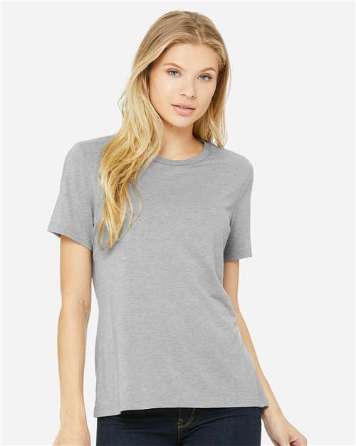 BELLA + CANVAS 6413 Women’s Relaxed Fit Triblend Tee - Athletic Grey Triblend - model front